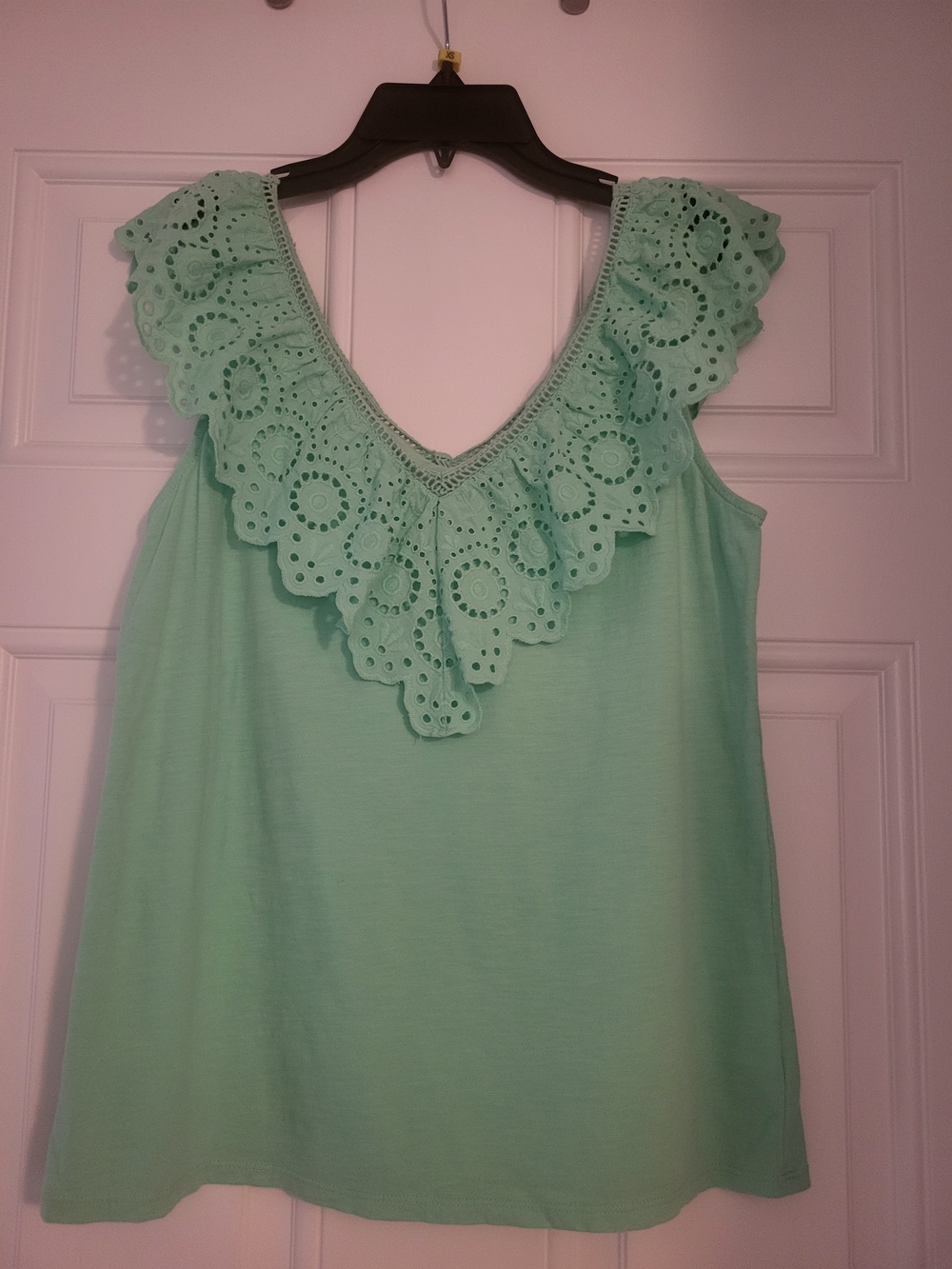 Lilly Pulitzer Plaza Mint Eyelet V-Neck Ruffle Tank
